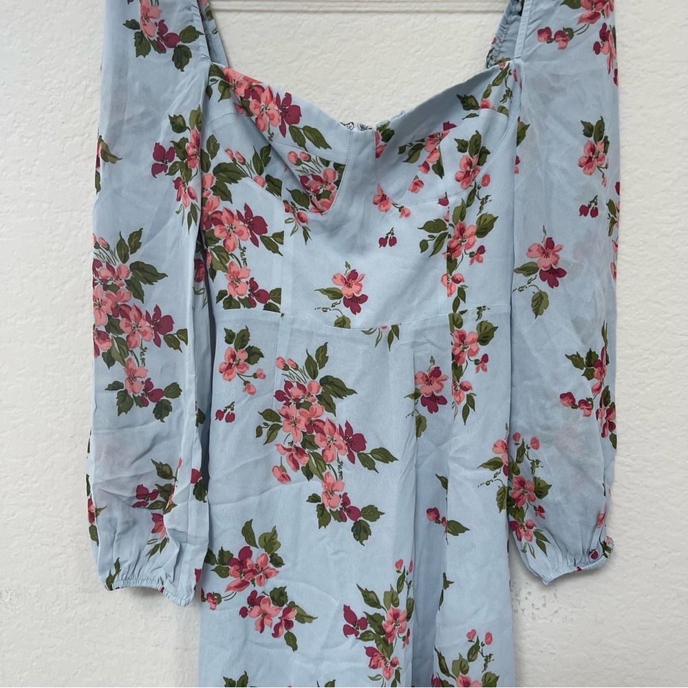 Reformation Shelby Midi Dress Giulia Print Blue Pink Floral Size 2 - Picture 2 of 6